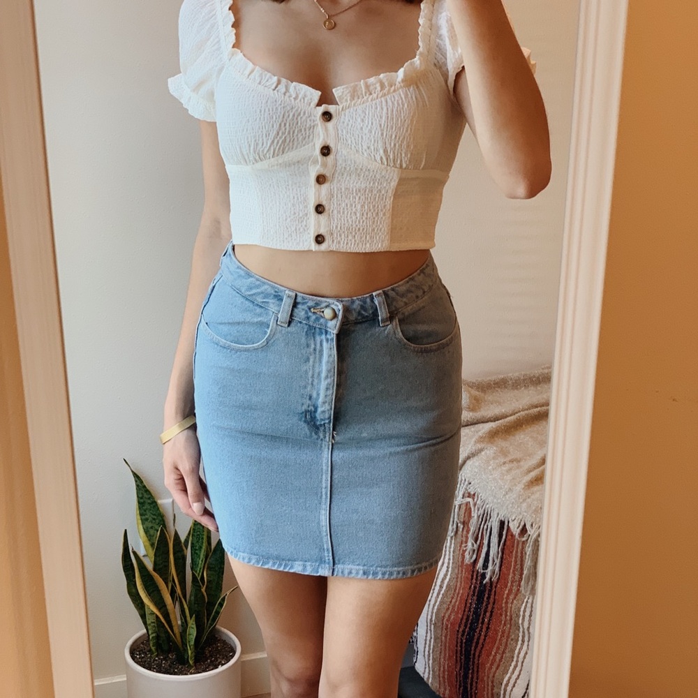 American Apparel high waisted denim miniskirt